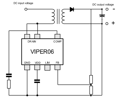 Application Circuit Diagram - STMicroelectronics VIPer06 High Voltage Converters